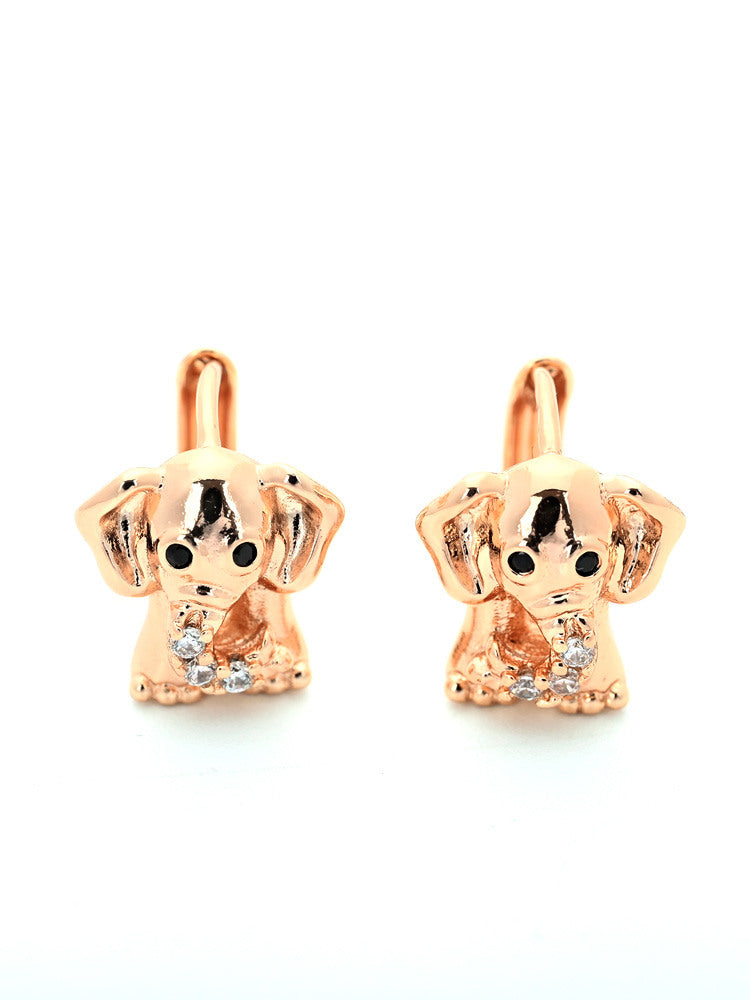 Adorable Gold Elephant Huggie Hoop Earrings with Crystal Accents