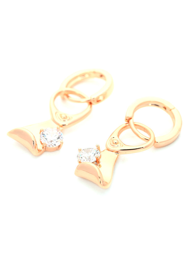 Gold Drink Can Ring Pull Earring Pair with Crystal Drop