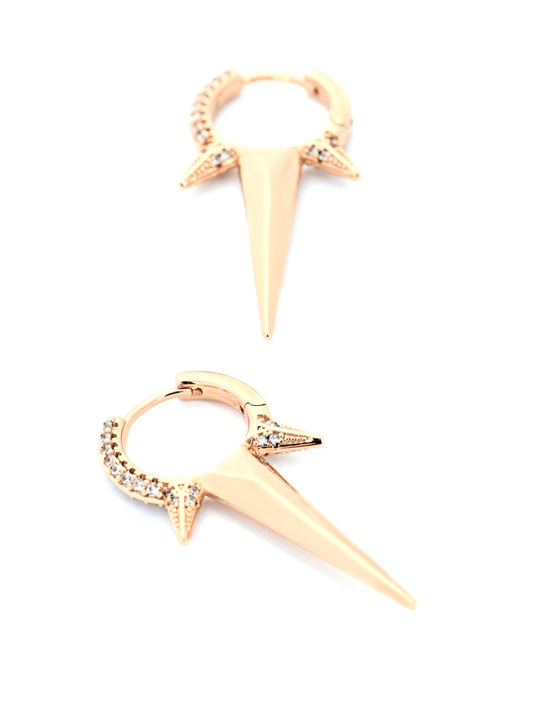 Elegant Stab Leaf Gold Earrings with Intricate Zircon Accents